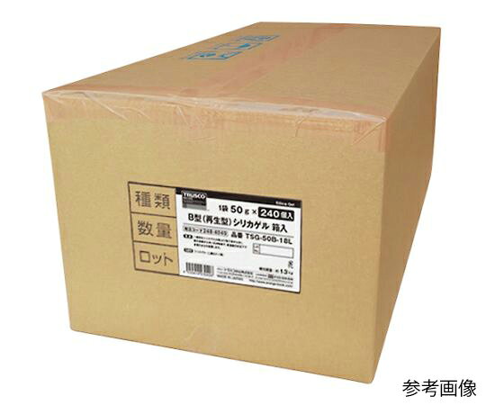 トラスコ中山 シリカゲル 100g 120個入 調湿（吸排湿）：再生型 B型 190mmX110mm TSG-100B-18L 1箱(120個入)●一般的なシリカゲル（A型）より細孔容積が大きいのが特徴で、高湿度の状況下で多量の水分を吸着します。●物理的に吸着された水分は、湿度が下がると徐々に放出されるので、周りの湿度に応じて、吸水と脱水を繰り返しながら調湿いたします。●吸湿性能は、JIS規格（JIS-Z-0701）の要求する吸湿率を上回っており、特に高湿領域の吸湿に優れ結露防止に有効です。●天日干しで再生可能です。●99％以上の二酸化ケイ素からなり、FDA（食品医薬局）では食品添加物として認められている安全な物質です。●吸湿による水溶性、腐蝕性、潮解性はありません。●湿度の調節に。●結露防止に。●天然素材（木材、皮革）の保管に。●幅（mm）：190●長さ（mm）：110●容量（g／個）：100●容量（g）：500●内容量（g）：100●含水率（％）：2.5以下●吸湿率（％）（関係湿度20％）：5.5以上（JIS規格：3.0以上）●吸湿率（％）（関係湿度50％）：15.0以上（JIS規格：10.0以上）●吸湿率（％）（関係湿度90％）：75.0以上（JIS規格：50.0以上）●材質／仕上：主成分：シリカゲル（二酸化ケイ素）●吸湿度は、JIS規格20℃以上です。●吸湿率は、JIS規格3.0％以上です。（関係湿度20％）●含水率は、JIS規格2.5％以下です。●原産国：日本●コード番号：248-4051