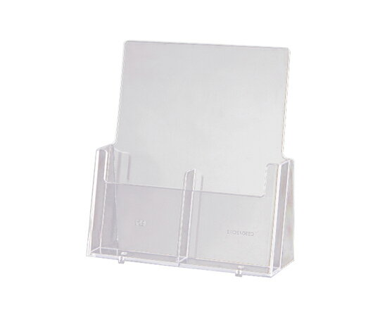 ササガワ カタログホルダー A4 三ッ折 2列 32-8771 1個●シンプルな卓上用のカタログホルダーです。●対応サイズ：A4三つ折り●規格：A6●サイズ：ハガキ本体/幅235×奥行92×高さ250mm、カタログ収納部サイズ/幅112×奥行30mm●材質：スチロール樹脂