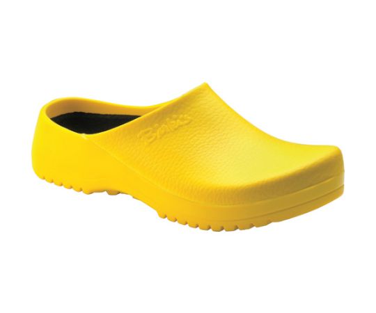 BIRKENSTOCK Super Birki PU Yellow 44 （28.5cm） 68041-44 1足●ビルケンシュトック独自のコルクフットベッドを搭載し、長時間の作業でも足腰に優しく疲れにくいクロッグです。●ガーデニングや病院、調理場など水をつかう環境に適したクロッグです。●色：イエロー●規格：EN ISO 20347：2012 OBクラス 認証●寸法（cm）：28.5●EN ISO 20347：2012 OBクラス 認証●材質／仕上：ポリウレタン、フットベッド／コルク●原産国：ドイツ●コード番号：332-3917