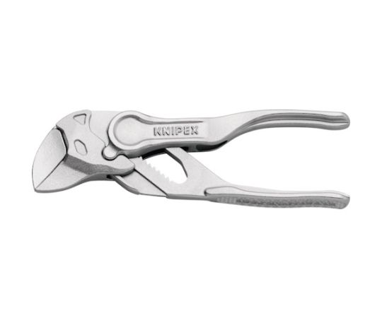 KNIPEX プライヤーレンチ 100mm 8604-100 1丁●つかみ面がフラットで、対象物に傷をつけません。●片手で素早く簡単に、アゴの幅を細かく調節できます。●つかみ面は常に平行に可動し、ミリ・インチを問わず使用できます。●プライヤーを握ることにより、あそび（ガタ）は無くなりますので、軟らかいナット等のカドにダメージを与えません。●プライヤーレンチ一本あれば、多くのサイズのレンチを持つ必要はありません。●タイルをはがす作業にも使用できます。●精密工学、配管工事、自転車やバイク整備や模型製作などのつかむ・締める・曲げる作業に。●最大口開き（mm）：21●全長（mm）：100●調整（段階）：10●ハンドルタイプ：エンボス●材質／仕上：クロムバナジウム電気鋼●原産国：ドイツ●コード番号：337-1071