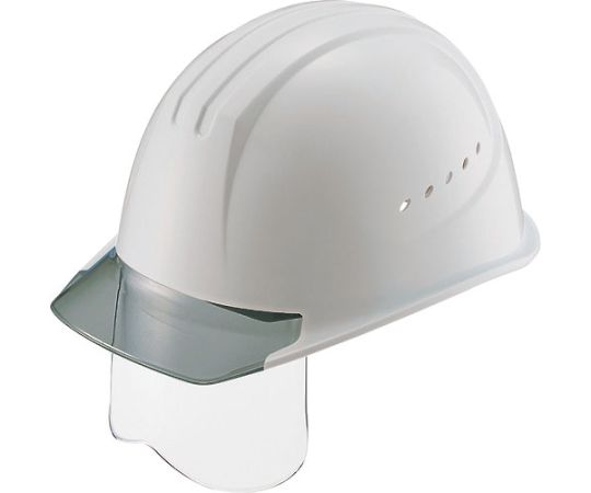 ●ヘルメット内部に空間を作り、スムーズに換気し、温度と湿度の上昇を防ぎます。●リリースボタンを親指で押しながらスライドさせるだけで簡単に内装交換ができる「サムリリース機構」を採用し定期的な内装交換や耐電試験の際の内装取り外しが簡単にできます。●発泡スチロール製の衝撃吸収ライナーと同等以上の性能を持つ「エアライト」を搭載しています。●帽体色：グレー●シールド面内蔵型●通気孔付●飛来・落下物用●墜落時保護用●材質/仕上：帽体本体：ポリカーボネート樹脂●内装：低密度ポリエチレン●原産国：日本●コード番号：146-5162