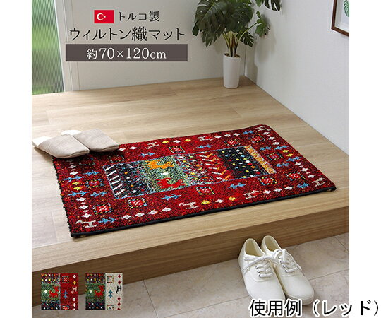 アズワン 玄関マット　トルコ製　ウィルトン織り　約70×120cm　抗菌防臭　消臭機能　へたりにくい　ア..