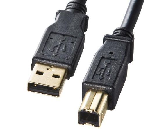 アズワン USBケーブル（A-B/2.0対応/金メッキ/黒） 0.6m EA764AJ-79 1個