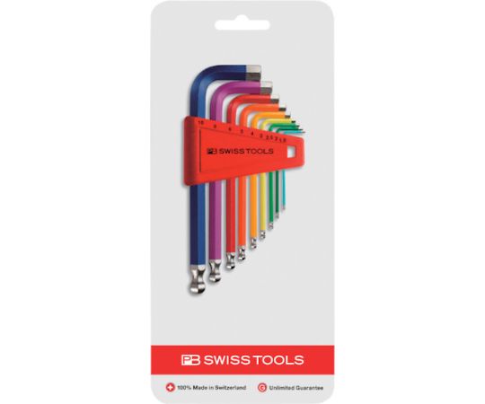 PBスイスツールズ ボール付六角棒レンチセット(レインボー) 212H-10RBCN 1セット