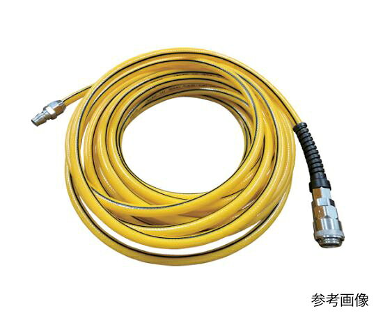 ●ホース外側の導電ラインに金属継手を締め付けるだけでアースが可能です。●全長15メートル以下にカットした場合、黒ライン部分の電気抵抗値9×10^6Ω以下です。●静電気を嫌う現場（工場、自動車整備、アルコール、溶剤を扱う現場など）の安全対策訴求アイテム用に。●色：黄●外径(mm)：12.5●内径(mm)：8.5●全長(m)：20●肉厚(mm)：2.0●使用圧力(MPa)：1.5●使用温度範囲(℃)：-5〜60●使用真空圧力(MPa)：0●使用流体：空気●最高使用圧力(MPa)：1.5●長さ(m)：20●許容曲げ半径(mm以上)：45●メスカプラ：ワンタッチソケットカプラガード付●オスカプラ：プラグカプラ●材質／仕上：ホース／ポリウレタン、ホース黒色ライン部／導電性樹脂、継手／鋼鉄(クロムメッキ）●原産国：日本●コード番号：380-3461