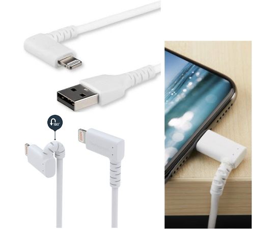 StarTech.com 高耐久L型Lightning - USB-Aケーブル/2m/ホワイト/アラミド繊維補強/iPhone 12、iPad対応/Apple MFi認証/L字アップルライトニング - USB Type-A充電同期ケーブル 1個 RUSBLTMM2MWR