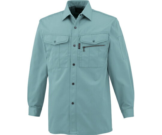 中国産業 長袖シャツ グリーン S 1個 #2401-30-S