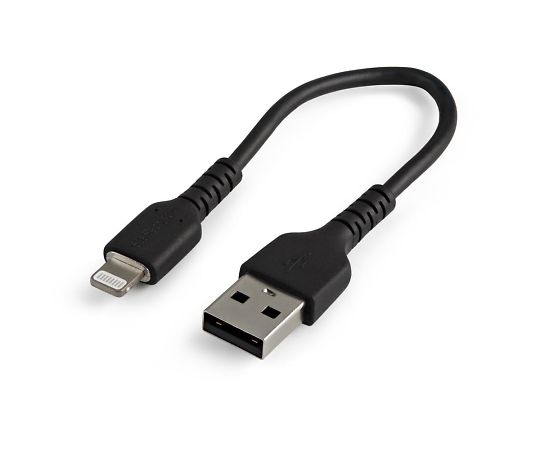 StarTech.com 高耐久Lightning - USB-Aケーブル/15cm/ブラック/アラミド繊維補強/iPhone 12、iPad対応/Apple MFi認証/アップルライトニング - USB Type-A充電同期ケーブル 1個 RUSBLTMM15CMB
