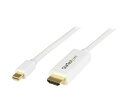 商品名:StarTech.com Mini DisplayPort - HDMI 変換アダプタケーブル 1m 4K対応 ホワイト mini DP（オス）- HDMI（オス） 1個 MDP2HDMM1MW●この短いケーブルで、MacやPCを直接HDMIディスプレイに接続し、ケーブル周りをスッキリ●コネクタA：Mini-DisplayPort（20ピン）●コネクタB：HDMI（19ピン）●アダプタスタイル：Adapter●オーディオ：あり●コンバータタイプ：パッシブ●業界標準：DPCP（DisplayPortコンテンツ保護）、HDCP（ハイデフィニションコンテンツ保護）、DisplayPort 1.2、HDMI 1.4●工場出荷時（パッケージ）重量：0.1kg●オーディオ仕様：7.1サラウンドサウンド●ワイド画面サポート：あり●対応解像度：4k x 2K（Ultra HD）、、1920x1200、1920x1080（1080p）、、1280x720（720p）●最大ケーブル長：1000mm●最大デジタル解像度：4K x 2K @ 30 Hz●ケーブル長さ：1m●製品幅：21mm●製品重量：48g●製品長さ：1m●製品高さ：12mm●保存温度：-10℃〜70℃●動作温度：0℃〜70℃●湿度：10％-85％RH●パッケージ内容：mDP-HDMI変換アダプタケーブル●コード番号：ZU200GB