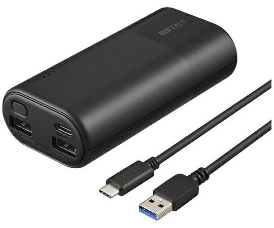 BUFFALO モバイルバッテリー 10000mAh USB Type-C対応 3ポート ブラック 1個 BSMPB10030C3BK