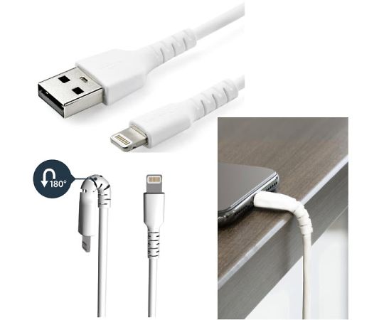 StarTech.com 高耐久Lightning - USB-Aケーブル/2m/ホワイト/アラミド繊維補強/iPhone 12、iPad対応/Apple MFi認証/アップルライトニング - USB Type-A充電同期ケーブル 1個 RUSBLTMM2M