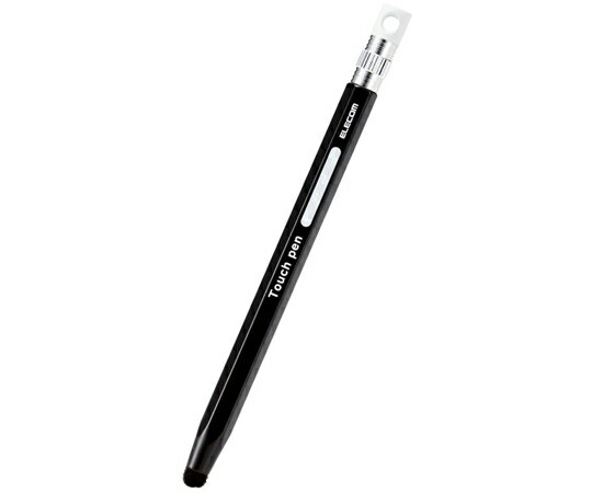 エレコム スマートフォン・タブレット用タッチペン 六角鉛筆型 ストラップホール付き 超感度タイプ ペン先交換可能 ブラック 1本 P-TPENCEBK