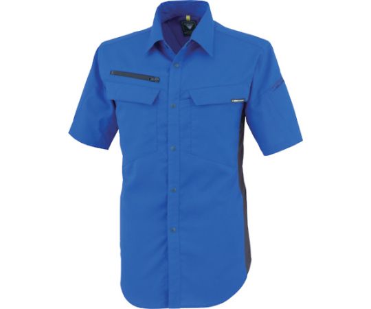 ジーベック 裏綿ストレッチ半袖シャツ ロイヤルブルー L 1着 1512-46-L