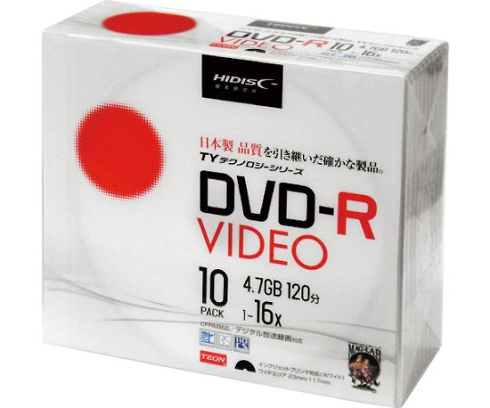 磁気研究所 DVD-Rビデオ用　10枚パック 1パック(10枚入) TYDR12JCP10SC