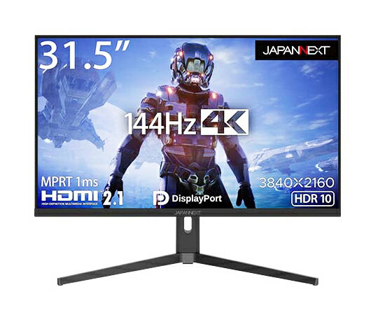 JAPANNEXT ゲーミング液晶ディスプレイ 31.5型 3840×1920 HDMI2.1×1・HDIM×1・DP×2 ブラック スピーカーあり 1台 JN-315IPS144UHDR-N