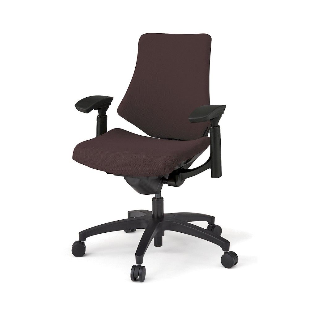イトーキ／ITOKI エフチエア クロスバック ローバック 可動肘 ブラックフレーム 抵抗付ウレタン双輪キャスター T1×H2/チョコレートブラウン 1個 KG147PSM-T1H2