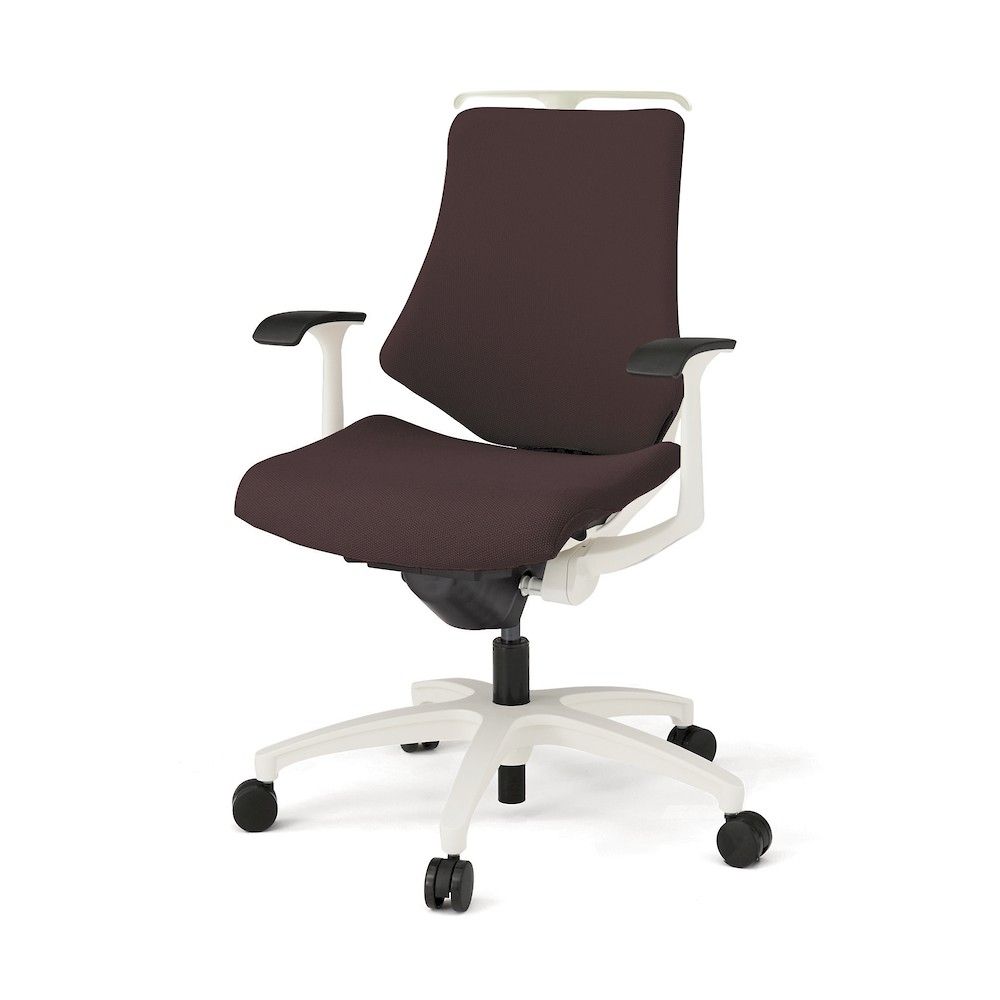 イトーキ／ITOKI エフチエア クロスバック ローバック ハンガー付 固定肘 ホワイトフレーム 抵抗付ウレタン双輪キャスター W9×H2/チョコレートブラウン 1個 KG145PSHM-W9H2