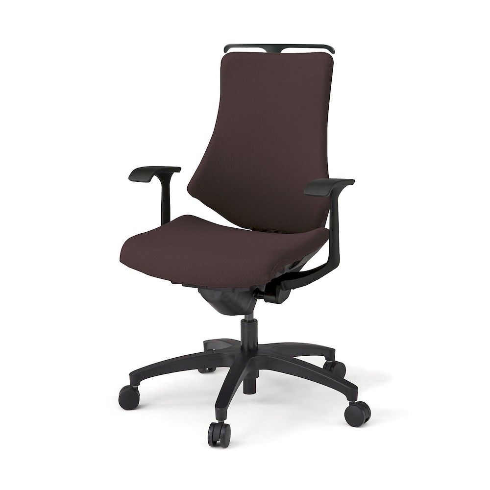 イトーキ／ITOKI エフチエア クロスバック ハイバック ハンガー付 固定肘 ブラックフレーム ナイロン双輪キャスター T1×H2/チョコレートブラウン 1個 KG-135PSH-T1H2