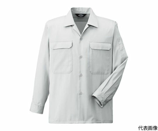 CO-COS 開襟長袖シャツA-6658　33　シルバー4L 1枚 A-6658-33-4L