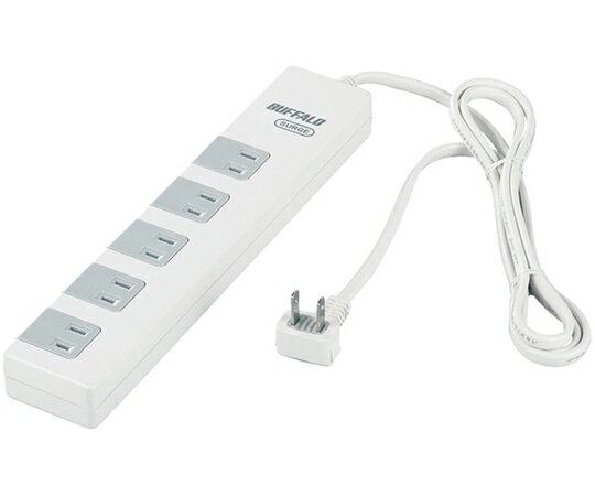 BUFFALO 2ピン式電源タップ 10個口タイプ 雷サージ防止 集中スイッチ付 1.5m ホワイト 1台 BSTAPSD2101..