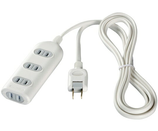 BUFFALO 2ピン式電源タップ 4個口タイプ シャッター付 2m ホワイト 1台 BSTAPSH2420WH