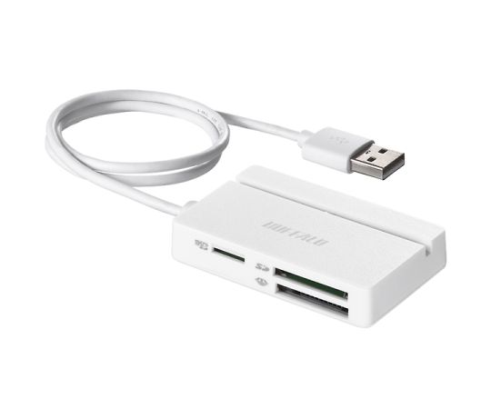 BUFFALO USB2.0　マルチカードリーダー/ライター　スタンダードモデル　ホワイト 1個 BSCR100U2WH