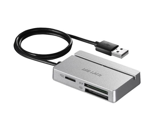 BUFFALO USB2.0　マルチカードリーダー/ライター　スタンダードモデル　シルバー 1個 BSCR100U2SV