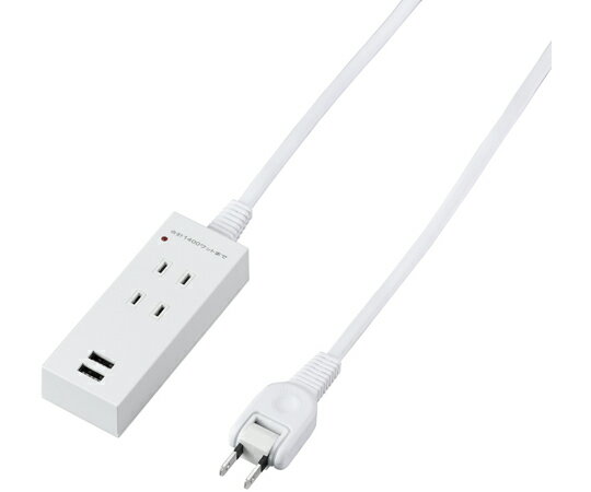 ヤザワコーポレーション 雷ガード付両挿しUSBタップ2個口 1m ホワイト 1個 H1K4012UWH