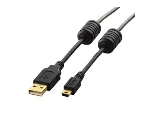 エレコム USB2.0ケーブル A-miniBタイプ フェライトコア付 0.5m ブラック 1パック U2C-MF05BK