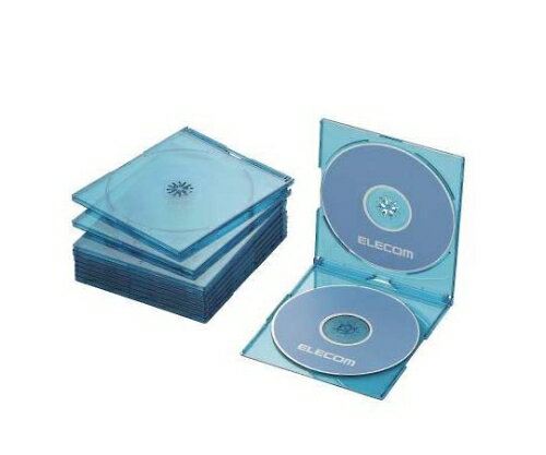 エレコム CD DVDスリムプラケース 2枚収納 10パック クリアブルー 1パック(10枚入) CCD-JSCSW10CBU