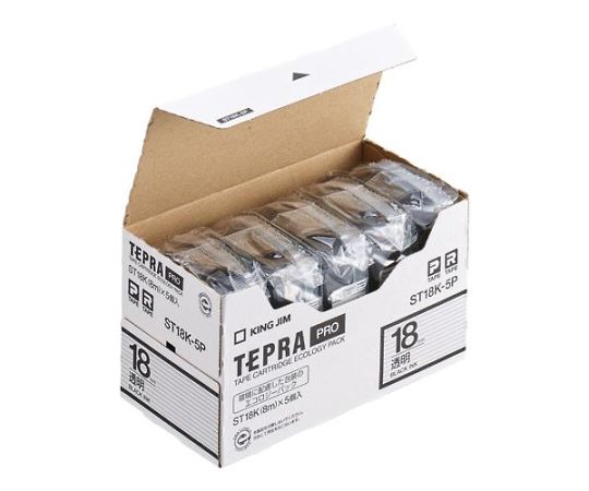キングジム 18mm テープカセット(テプラ用/5個)透明 1箱(5個入) EA761DN-55C