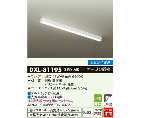 楽天Shop de clinic楽天市場店大光電機 LEDキッチンライト（天井・壁付）48W 1個 DXL-81195