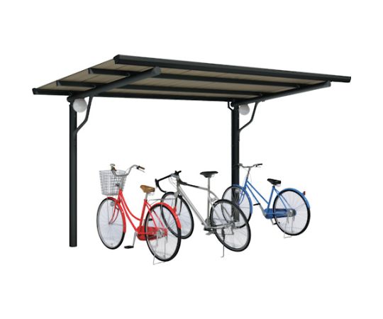 ダイケン 自転車置き場サイクルロビー 高耐食仕様 基準型 照明付き 通常タイプ ブラック 屋根間口4000m..
