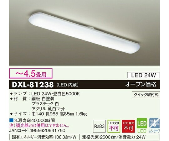 楽天Shop de clinic楽天市場店大光電機 LED多目的灯・キッチンライト（～4.5畳用） 1個 DXL-81238