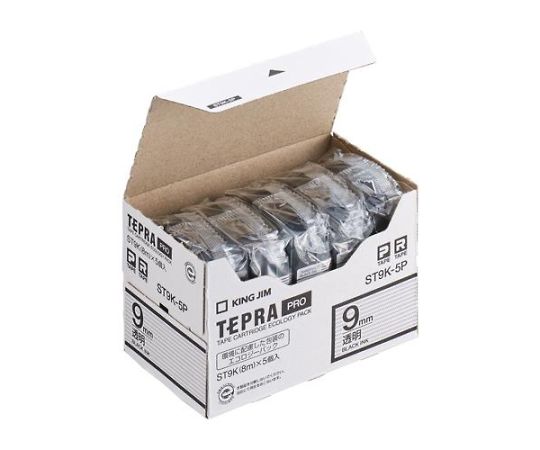 キングジム 9mm テープカセット(テプラ用/5個)透明 1箱(5個入) EA761DN-53C