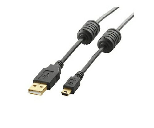 エレコム USB2.0ケーブル A-miniBタイプ フェライトコア付 1m ブラック 1パック U2C-MF10BK