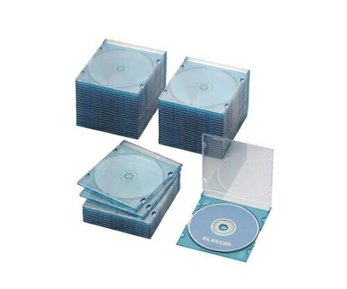 エレコム CD DVDスリムプラケース 1枚収納 50パック クリアブルー 1パック(50枚入) CCD-JSCS50CBU