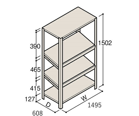 イトーキ／ITOKI 軽量棚 ERR傾斜型 H1500×W1500×D600 有効棚 3段 1個