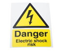 RS Pro 危険警告標識 Danger Electric Shock Risk 英語 プラスチック 黄/黒 917-5421