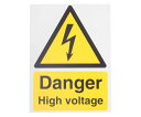 RS Pro 危険警告標識 Danger High Voltage 英語 プラスチック 黄/黒 917-5434