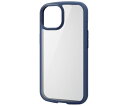 エレコム iPhone 15用ハイブリッドケース TOUGH SLIM LITE フレームカラー 背面クリア ストラップシート付属 ネイビー PM-A23ATSLFCNV