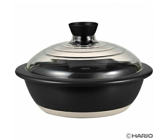 HARIO フタがガラスの土鍋 9号 GDN-255-B-W