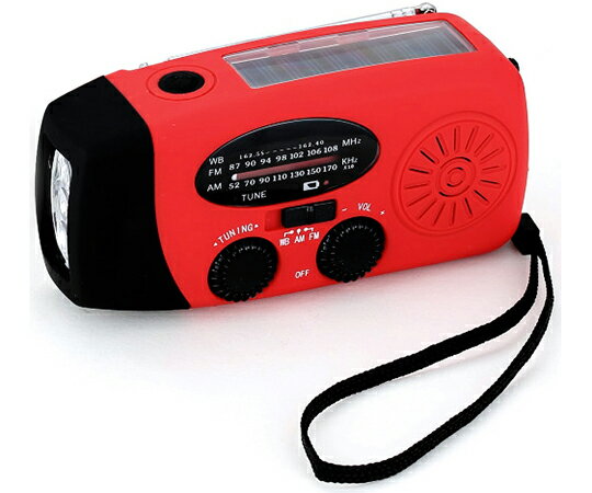 セーフラン安全用品 手回し充電ラジオライト 2000mah IPX3防水性能 赤色 J2471-RD