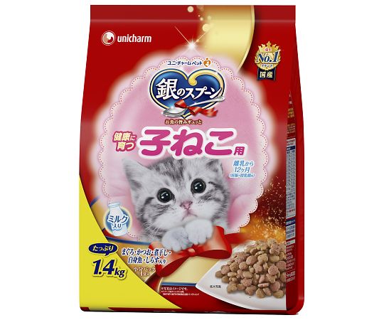 ユニ・チャーム 銀のスプーン　贅沢うまみ仕立て　健康に育つ子ねこ用　まぐろ・かつお・煮干し・ささ..