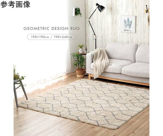 アズワン ふんわりラグ 幾何柄 アイボリー 約190×240cm 1340970142003