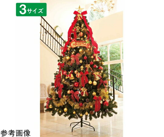 アズワンカタログ製品 特大オーナメント付デラックスクリスマスツリーセット レッド H300×W165cm 入数:1セット 28-11-2-2【大型商品メーカー直...
