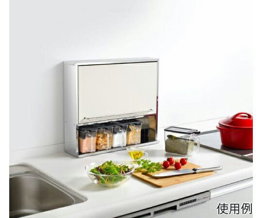 内山産業 ステンレススパイスストッカー2段 ワイドホワイト 入数:1台 UC-126