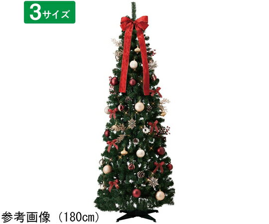 アズワンカタログ製品 片付け簡単!折りたたみクリスマスツリーセット レッド 高さ210×幅81cm 入数:1本 48-22-3-3