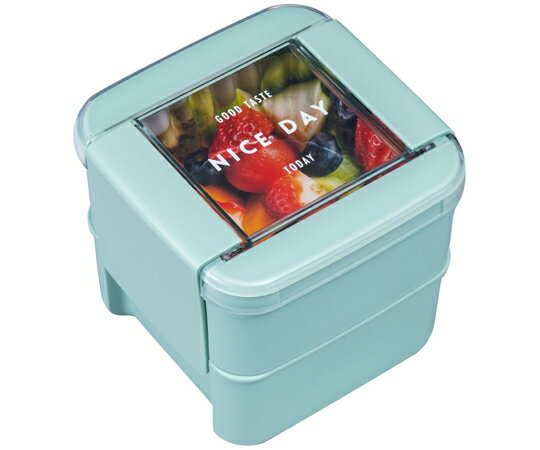 岩崎工業 お弁当箱 イージーケアランチスクエア2段 680ml ミント 1個 B-1490