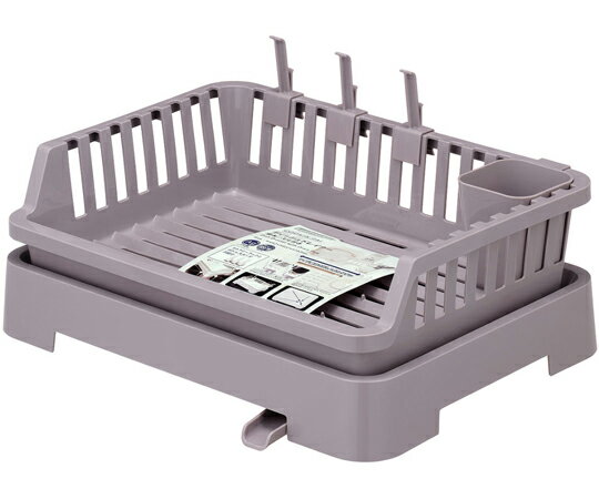 岩崎工業 水切りラック クッキングパル ディッシュドレイナー 排水トレー付き ベージュグレー 1個 K-16..